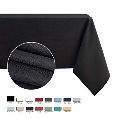 Maxmill Jacquard Table Cloth Waving Pattern Water Proof Wrinkle Free Heavy Weight Soft Tablecloth Decorative Fabric Table Cover For Outdoor And Indoor Use Rectangular 60 X 104 Inch Black #TOP1
