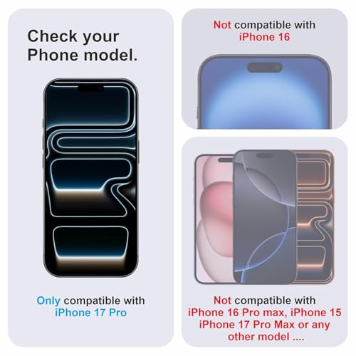 Image of HD Tempered Glass Screen Protector Compatible for iPhone 17 PRO with Edge to Edge coverage and Easy Installation kit