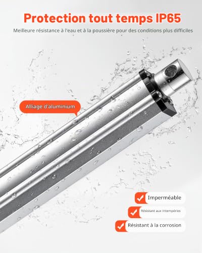 VEVOR Actionneur Linéaire 12 V, Actionneur à Mouvement Linéaire Course 1016 mm, Étanchéité IP65, 3000 N, 5 mm/s, avec Support de Montage, pour Ouvre-portes, Trackers Solaires, Machines Industrielles – vue 4