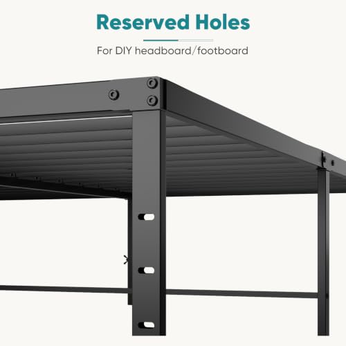 Image of OLIXIS 18 Inch Metal King Size Bed Frame | Under Bed Storage Space, Heavy Duty Sturdy Support Slats & Noise-Free, No Box Spring Needed, Easy Assembly