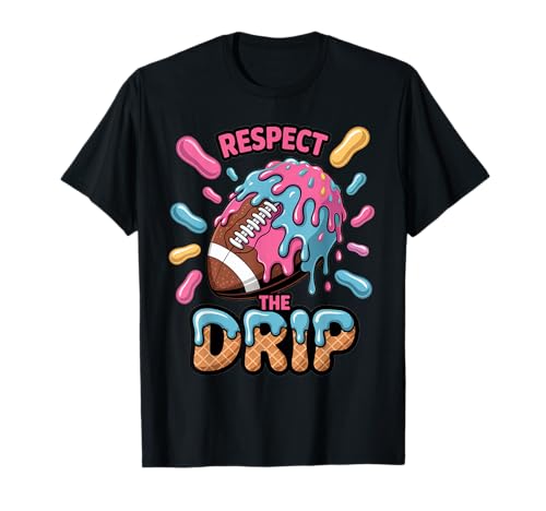 Respect The Drip Football Ice Cream QB RB WR TE Quarterback T-Shirt