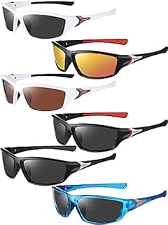 6 Pack Polarized Sport Sunglasses for Men Multipack Sunglasses Pack Fit over Sunglasses Lot Set Mens Sport Fishing Sunglasses Bulk(Classic Colors)