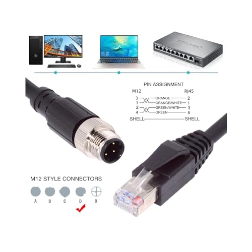 Cable Patch Cord M12 D-Coded a RJ45 Cat5e 100 cm miniatura 3