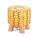 Ottomans podnóżek stołek do zmiany butów stołek owocowy drewniany podnóżek okrągły podnóżek otomany do salonu otomany do sypialni, kukurydza 28 x 28 x 25 cm
