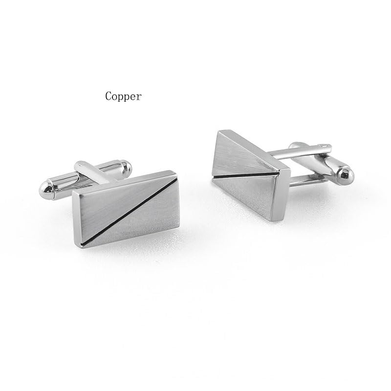 Mancuernillas rectangulares de metal pulido para hombre miniatura 5