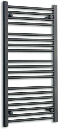Image of 500mm Wide Black Heated Towel Rail Straight Flat Bathroom Warmer Radiator Rack Central Heating Turkish Zone (500mm x 1000mm)