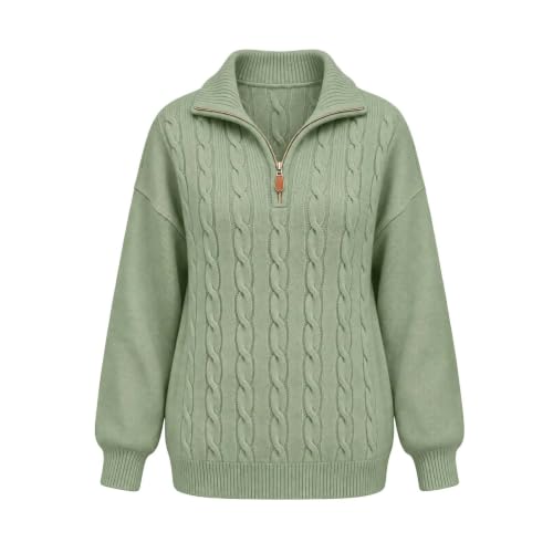 Quarter Zip Sweater Women Cable Knit Warm Sweaters Business Casual Pullover - image 6