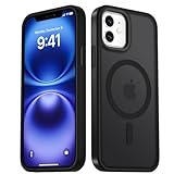 LATVIN for iPhone 12 Case & iPhone 12 Pro Case, Magnetic Phone Cover, Compatible with MagSafe, Military Grade Protection, Translucent Matte Frosted Back, Black