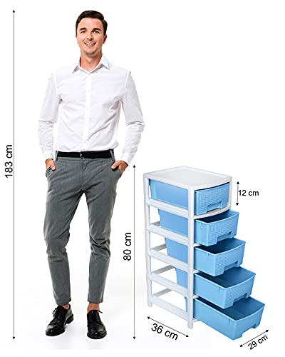 Image of Regalo 5-Drawer Storage Organizer Unit for Closet, Pastel Blue
