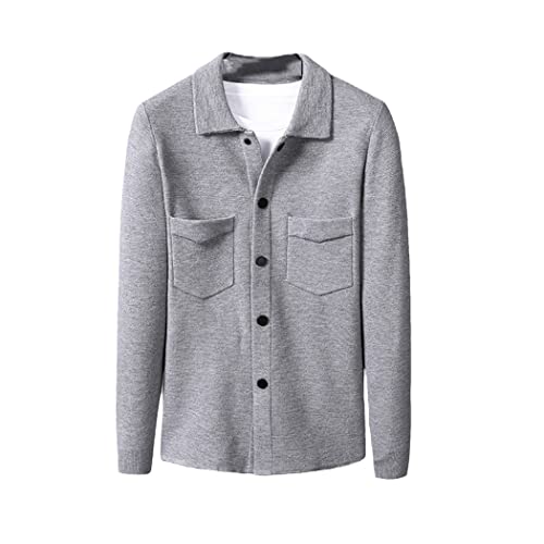Tricot homme gris de mi-saison haut de gamme cardigan streetwear à grande poche S