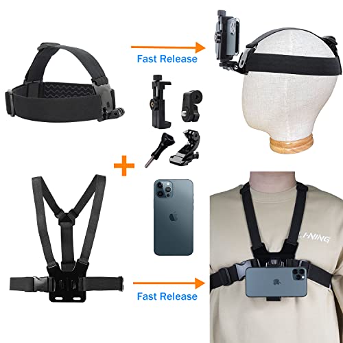 Haoyou Mobile Phone Chest Strap Mount Harness and Head Strap Holder Kit for VLOG/POV Phone Holder Compatible with iPhone, Samsung, Google and GoPro, AKASO, DJI Osmo Action Camera by Haoyou - Used condition - Image 5