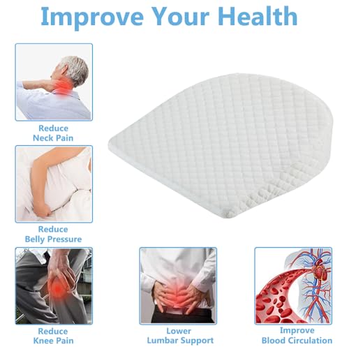 Big Hippo Wedge Pillow Memory Foam Pregnancy Pillow Wedge for Belly Support Maternity Wedge Pillow Pregnancy Wedge Pillows for Sleeping Back Knees Legs, White - Thumbnail 6