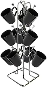 AB99 COLLECTION Heavy Stainless Steel V ShapeStand for Kitchen, Cup Stand for Kitchen 12 Cups, Dining Table Cup Stand, Coffee Cup Stand for Kitchen, Coffee and Tea Mug Holder (Silver, Pack of 1)