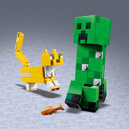 41oQQK+ggDL LEGO Minecraft Bigfigurine Creeper™ et ocelot Ensemble de construction, Jouets pour enfants de 7 ans et plus, 164 pièces, 21156