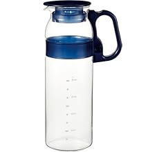 iwaki(イワキ) AGCテクノグラス 耐熱ガラス 麦茶ポット ピッチャー 1.3リットル 丸型 冷水ポット 冷水筒 ハンディーサーバー KT2933-BL