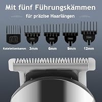 Ufree Haarschneidemaschine Profi Barttrimmer Haartrimmer Herren, 7 in 1 Bartschneider Haarschneider Rasierer Herren Elektrisch, Langhaarschneider Trimmer, Geburtstagsgeschenk für Männer Silber – Ansicht 7