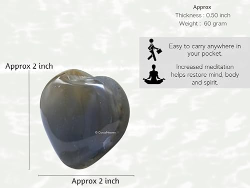 Image of Crystal Heaven Dendrite Agate Crystal Heart Palm Pebbles Stones For Anxiety Stress Relief Massage - Aaa Grade Original Healing Gemstone Agate Heart Palm Stone For Yoga Meditation Spiritual