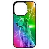 utaupia Custodia in silicone per iPhone 15 Pro Animali Labrador Arcobaleno Tempesta Multicolore Illuminato 128 GB Giallo Design Animale Portatile