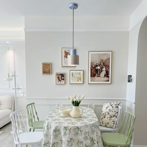 KAJYLFAST Nordic Glass Lampshade Pendant Light with E26/E27 Iron Art Base Pendant Lamp Single Heads Adjustable Suspension Wire Hanging Light(White) [5]