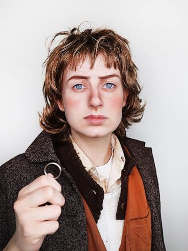 ALLAURA Hobbit Wig for Frodo Bilbo Cosplay - Realistic Mullet Hair Fits All for Men - Dustin Stranger Things Cosplay | Compatible with Hobbit Wig for Frodo Bilbo and Hiccup Horrendous Haddock III