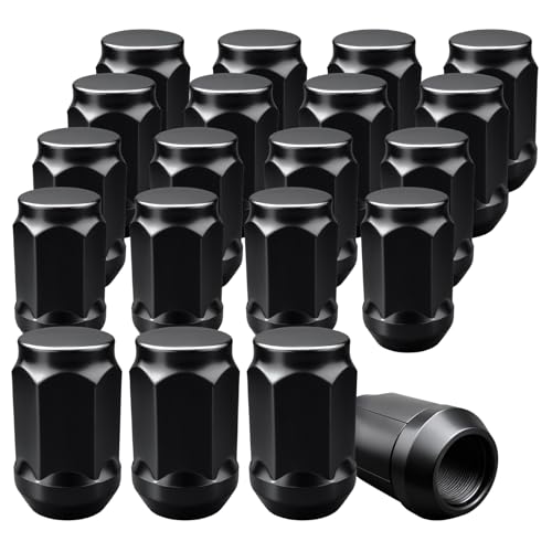 1/2-20 Lug Nuts 20pcs Black Replacement for 1987-2018 Jeep Wrangler, 2002-2012 Jeep Liberty, 1993-2010 Jeep Grand Cherokee Aftermarket Wheel Closed End Lug Nuts
