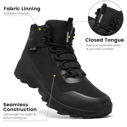 SHULOOK Men's Waterproof Hiking Boots Outdoor Lightweight Breathable Trekking Camping Mountaineering Shoes4