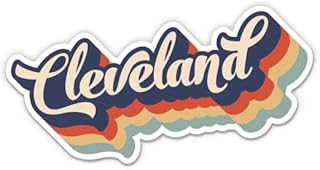 Squiddy Cleveland Ohio Layered Retro Style - Vinyl Sticker Decal for Phone, Laptop, Water Bottle (3" Wide)