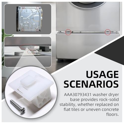 AAA30793431 AAA30793415 Washer Mounting Hardware Kit Fits for LG Washer Dryer Pedestal Replace AAA30793426 2309919 AP5673545 PS7785755 EAP7785755 (White 4PC) by HSJAWA - Image 5