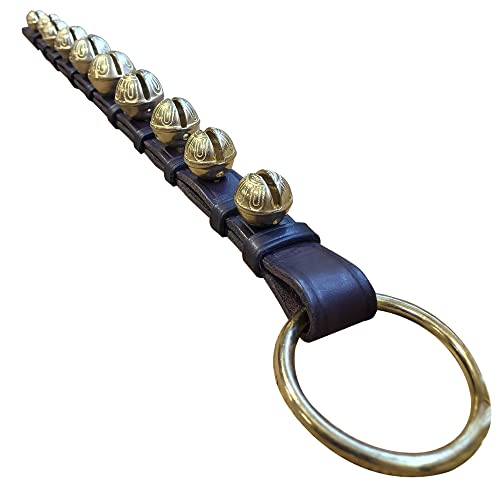 Hanging Sleigh Bells For Door - Shopkeepers Bell Over Door-Brass Door Hanging Bell On Leather Strap-Multi-Purpose Jingle Bell Christmas Sleigh Bells & Dog Training Bells (Brown Leather,10 Brass Bells) #TOP2