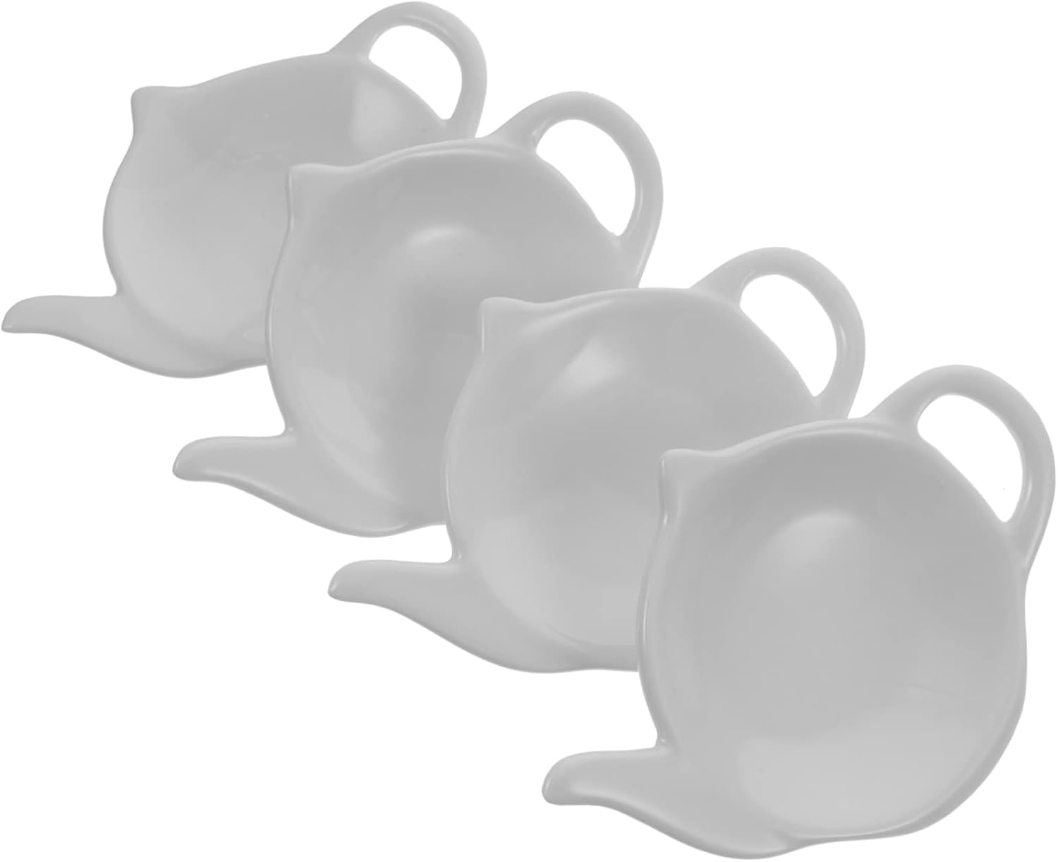 VICASKY 4Pcs Ceramic Tea Bag Coasters Teapot Shaped Heat Resistant Tea Bag Holders Small Snack Dish for Home Office