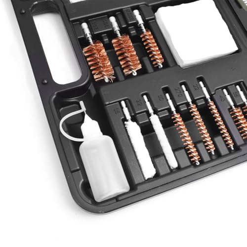 Motanar Gun Cleaning Kit Universal Gun Cleaner for Shotgun, Pistol, Rifle, All Guns with Lightweight Carrying Case (Plastic Jags & Loops)