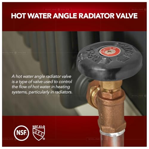 Image of Midline Valve IXW-T034-5 Heavy Duty Hot Water Steam Radiator Valve; Air Vent Temperature Control; 3 /4 in. SWT x Male Union; Brass (5 Pack)