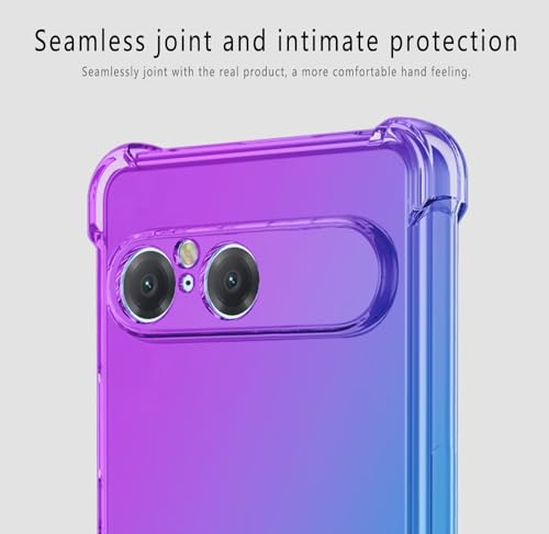 HONLEN Cover Designed for Smartphone, Compatible with Sony Xperia 10 VII (Seventh Generation) (6.1" Inches) Gradient Clear TPU Silicone Four Corner Reinforcement Drop Protection Case Pink Green