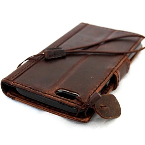 Genuine Real Leather Case For Phone 6 6S 4.7 Inch Book Wallet Magnetic Closure Cover Handmade Luxury Cards Slots Brown Slim Cover Lanyard Daviscase #TOP2