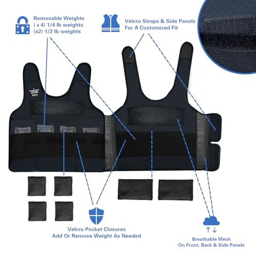 Image of Vest for Kids (Medium, Ages 8+) Compression Vest for Kids, Including 6 Removable Weights Black