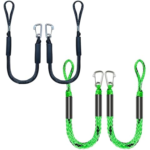3FT*2+4FT*2 Bungee Dock Linefor Docking Line Mooring Rope with Stainless Steel Clip Accessories for Boats 2pcs Cover