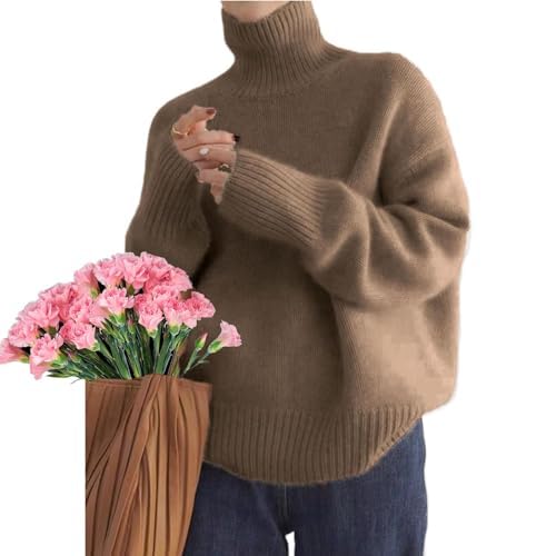 LTHTXWomen's Turtleneck Sweater Chunky Long Sleeve Knitted Roll Neck Tops Pullover Trendy 2024 Ladies Polo Neck Jumpers