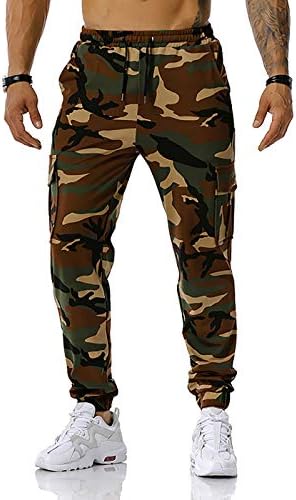GRAJTCIN Hiking Pants for Men High Waist Sweatpants Stretch Running Pants for Men Casual Comfy Pants Fashion Relaxed Fit Camouflage Pants for Men Green XL