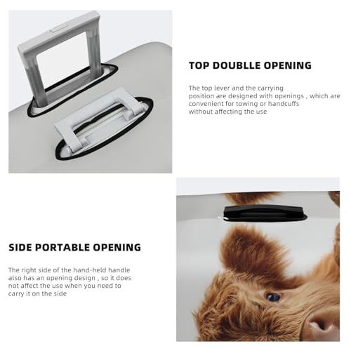 Highland Cow Peeking Elastic Travel Luggage Covers Dustproof Scratch-Resistant Suitcase Protector Fit 22-24 Inch3