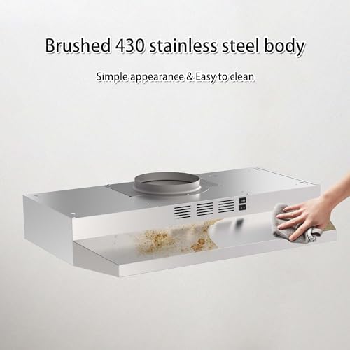 SNDOAS 30 inch Range Hood Ducted/Ductless Convertible Stainless Steel Range Hood Under Cabinet with Rocker Button Control,Vent Hood with LED Light,2 Speed Exhaust Fan,Under Cabinet Hood,Silver - 2