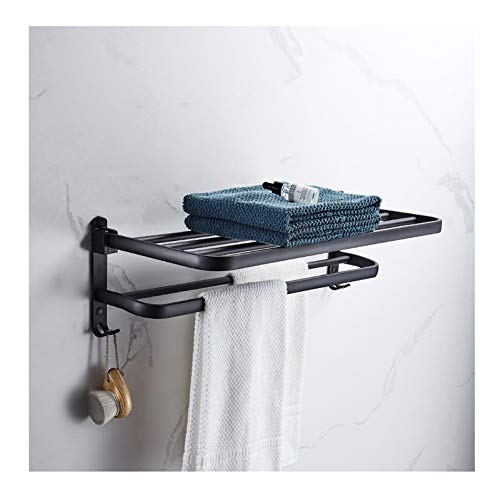 MOMD Handtuchhalter Ohne Bohren Handtuchstange selbstklebend Handtuch Halter Badezimmer Ablage Wandmontage Aluminium Badetuchhalter für Bad Küchen Toilette Cover