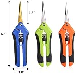 Jucoan 3 Pack Garden Pruning Shears, Hand Pruners with Titanium Coated Straight Stainless Steel Blades Comfortable Handles (Orange, Blue, Green)