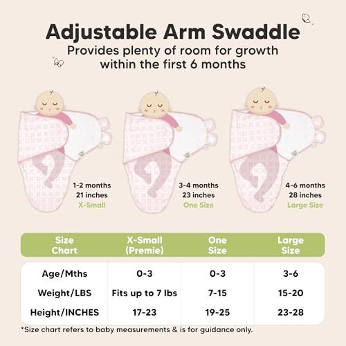 Image of 3-Pack Organic Baby Swaddle Sleep Sacks - Swaddles for Newborns, Infant 3-6 Months, Baby Girls, Boys, Soft & Snug Newborn Sleep Sack, Nursery Swaddling Blankets (Blossom, L)