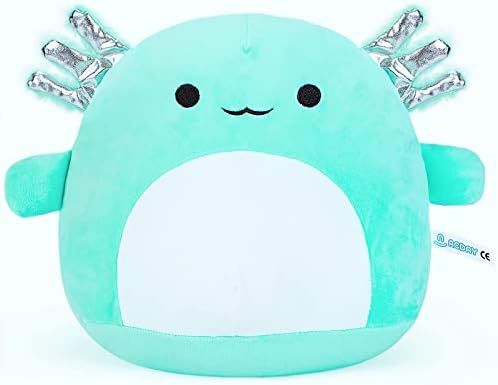 ACDAY 12 Inch Axolotl Stuffed Animal Soft Plush Axolotl Toy Animals Lumbar Back Cushion Throw Pillow Toy Cute PlushiesGreat Gifts for Kids Birthday Christmas Cyan Crown