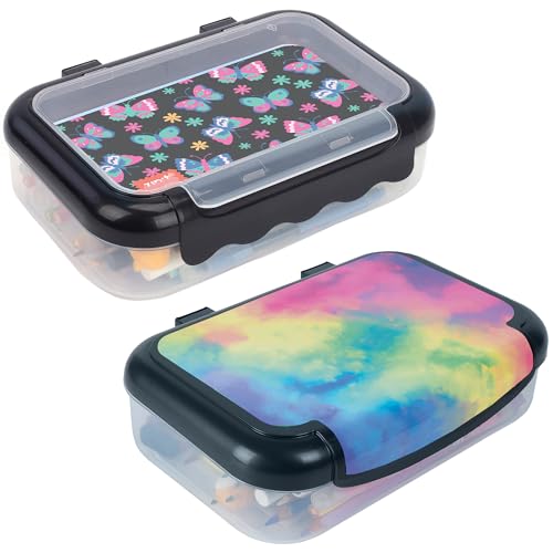 Image of ZIPIT: Pencil Box Bundle: Rainbow & Butterflies - Recycled Plastic Cases, Large Capacity Storage Organizers, School Supplies-Stationary, Kid-Girl-Boy