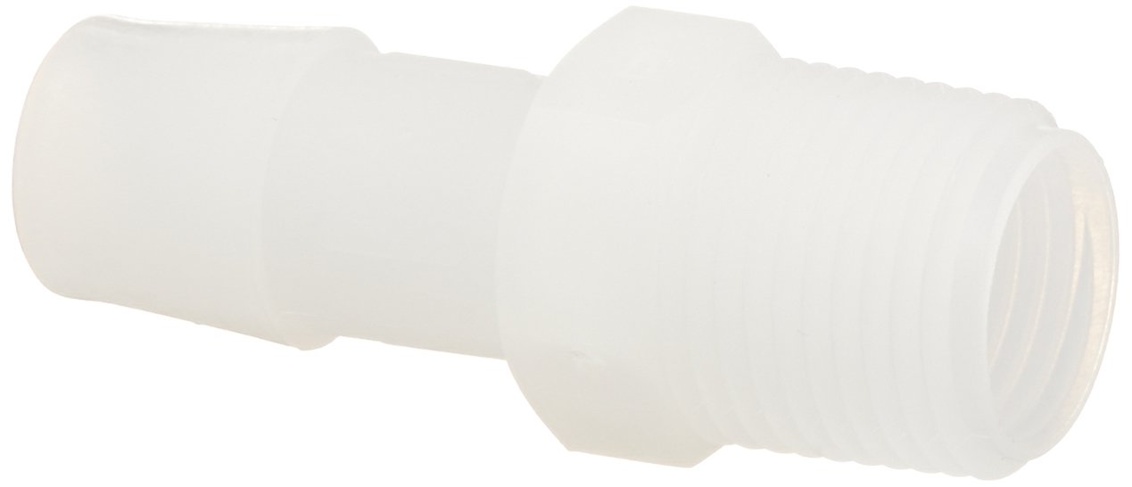 Eldon James A6-8NK Natural Kynar Adapter Fitting, 3/8-18 NPT to 1/2" Hose Barb (Pack of 10)