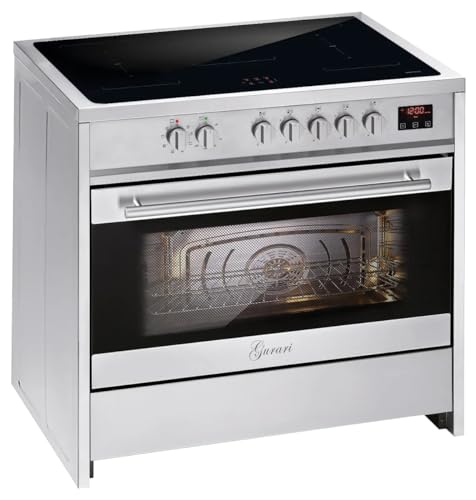 GURARI Freistehender Induktions Standherd 90 cm GCH E 913 X Induktionsherd mit Backofen Elektro | Edelstahl Range Coocker mit 5 Induktionszonen (2 Flex Zone) alle mit Booster