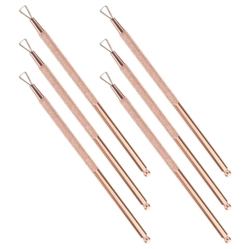 Generic Empujadores de Cutículas de Acero Inoxidable 6 Pcs, Herramienta Raspadora para Uñas de Gel, Quitacutículas y Removedor de Esmalte, Color Rosa Dorado, para Manicura y Pedicura