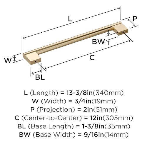 Amerock Versa 12 inch (305 mm) Center to Center Golden Champagne Appliance Pull, BP55533BBZ by Amerock - Image 3