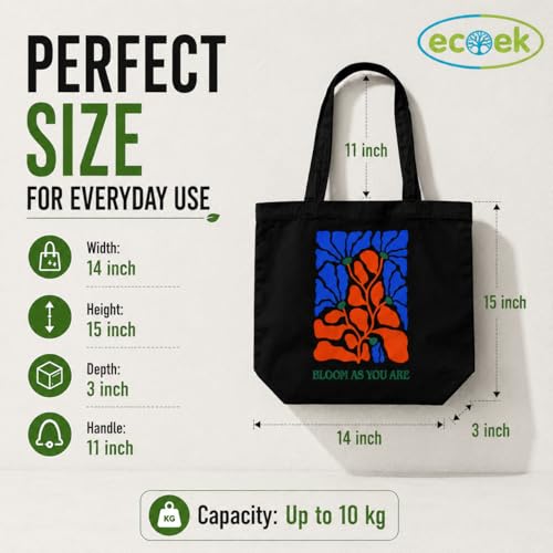 Image of Canvas Tote Bag for Women with Zipper & Pocket(Pack of 1) | Stylish Cotton Handbags for College | Aesthetic Tote Bag for Office, Shopping, Travel, Beach & Daily use
